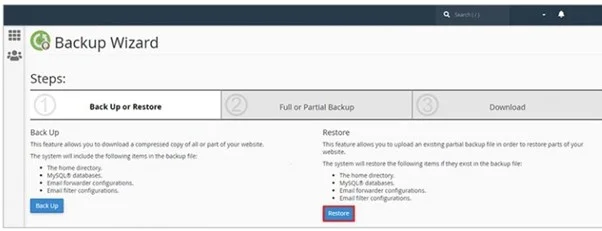 آموزش بازگردانی فایل بکاپ در cPanel